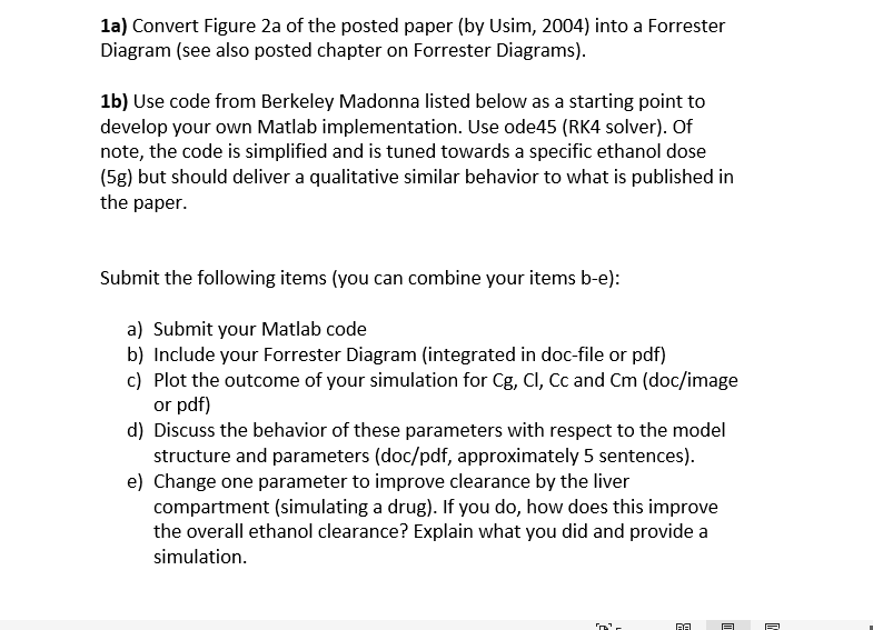 1a) Convert Figure 2a of the posted paper (by Usim, | Chegg.com