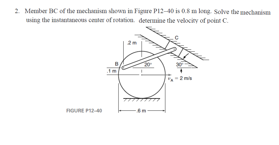 Solved 2. Member BC Of The Mechanism Shown In Figure P12-40 | Chegg.com