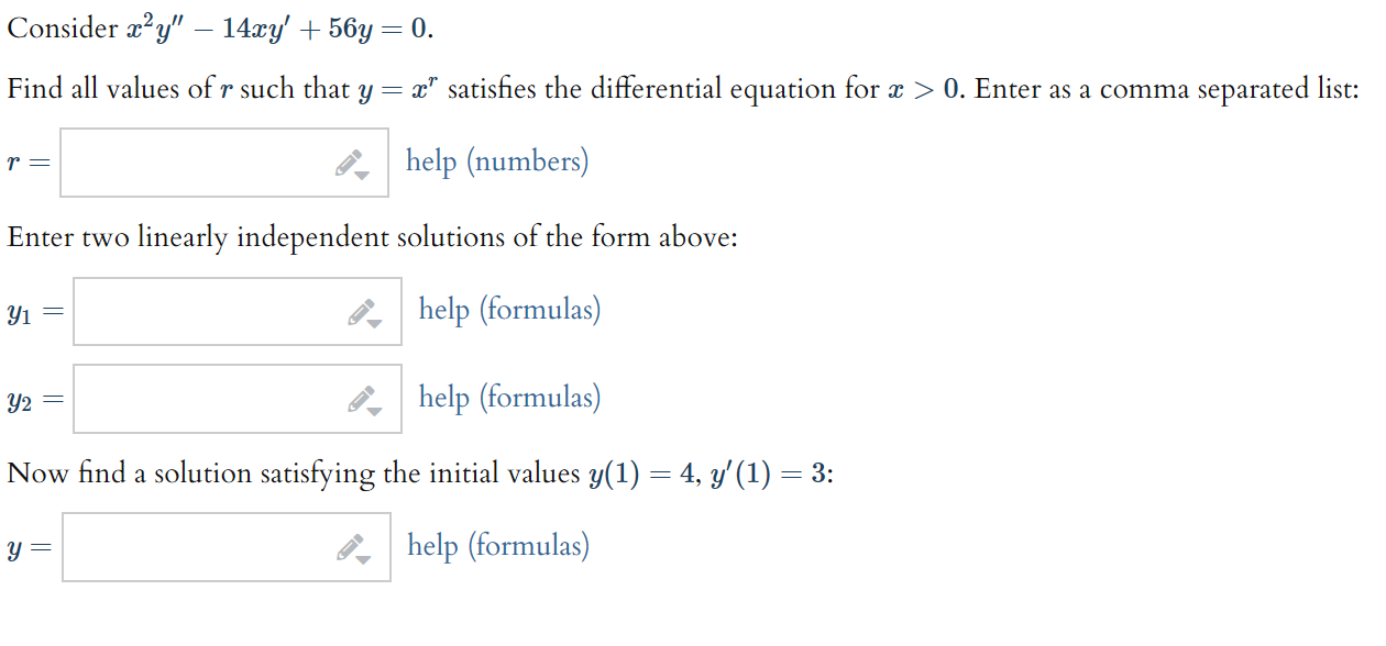 Solved Consider Ae Y 14xy 56y 0 Find All Values O Chegg Com