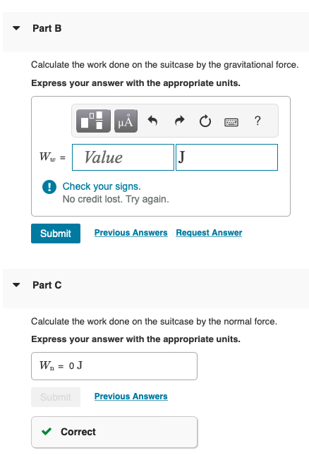 Solved Calculate the work done on the suitcase by the | Chegg.com