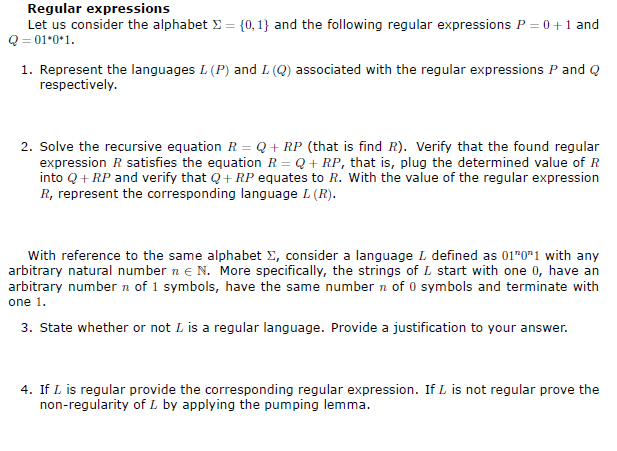 Solved Regular expressions Let us consider the alphabet I = | Chegg.com