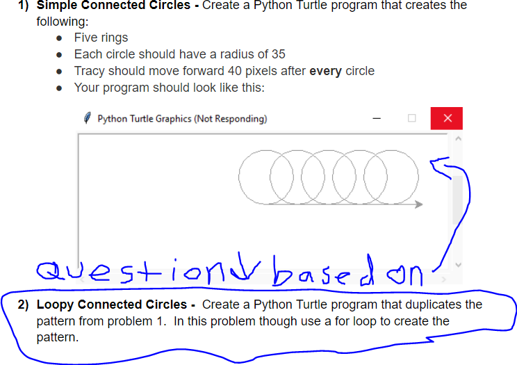 Solved Python Tracy Turtle Circles for loop. This is 2nd Chegg