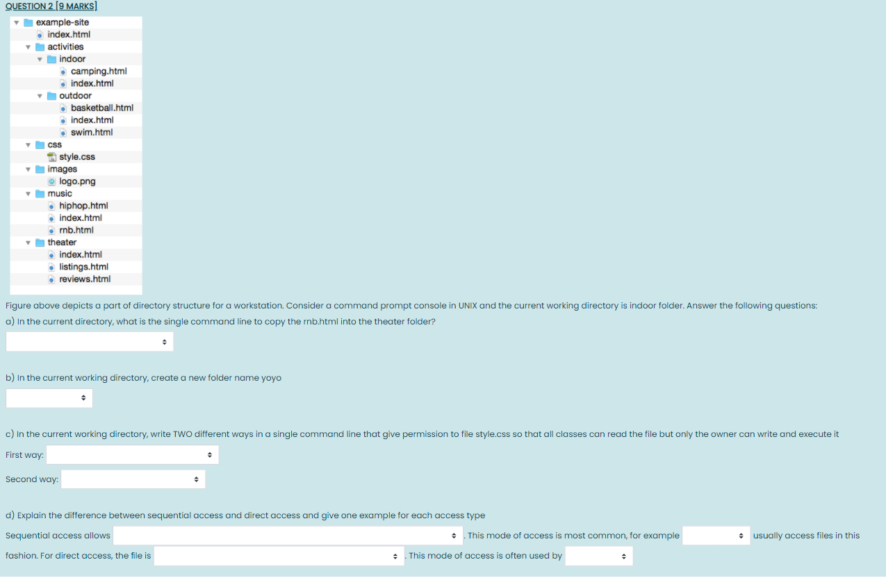 Solved QUESTION 2 [9 MARKS] example-site index.html | Chegg.com