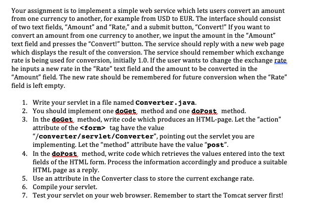 Your assignment is to implement a simple web service | Chegg.com