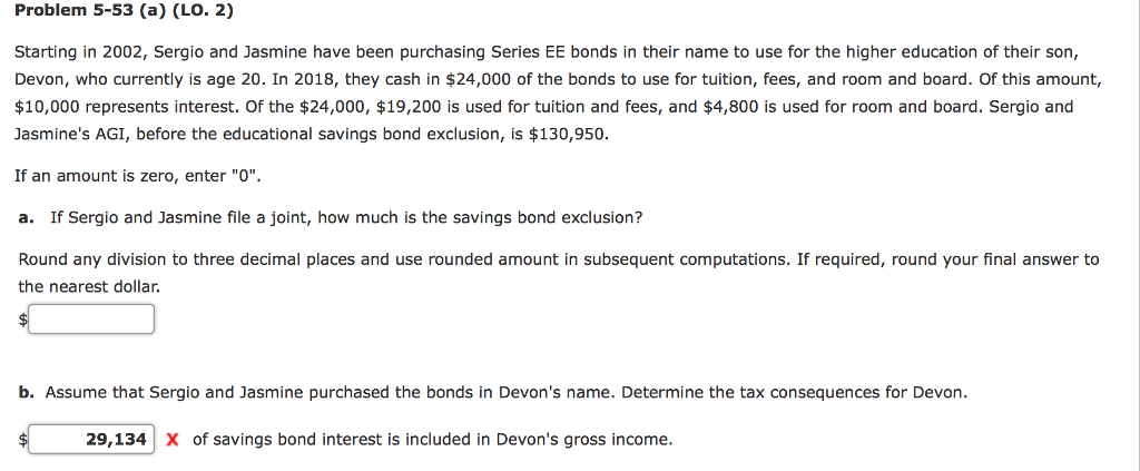 Solved Problem 5-53 (a) (LO. 2) Starting in 2002, Sergio and | Chegg.com