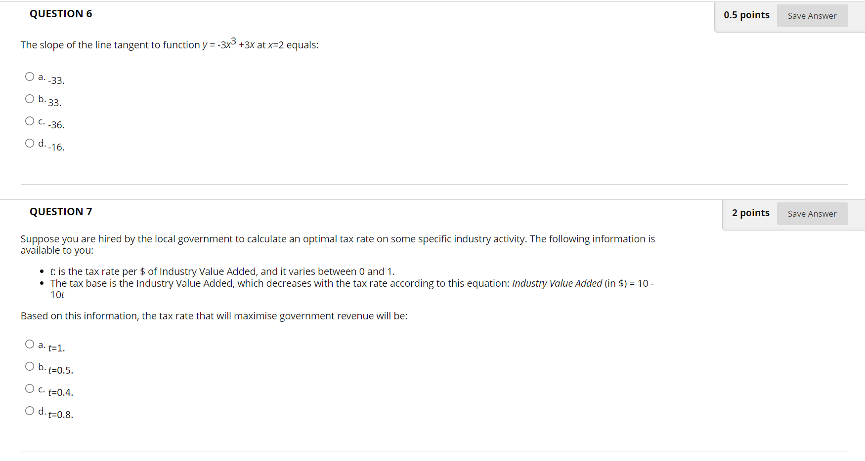 Solved QUESTION 6 0.5 points Save Answer The slope of the | Chegg.com