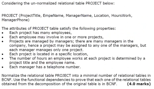 Solved Considering the un-normalized relational table | Chegg.com