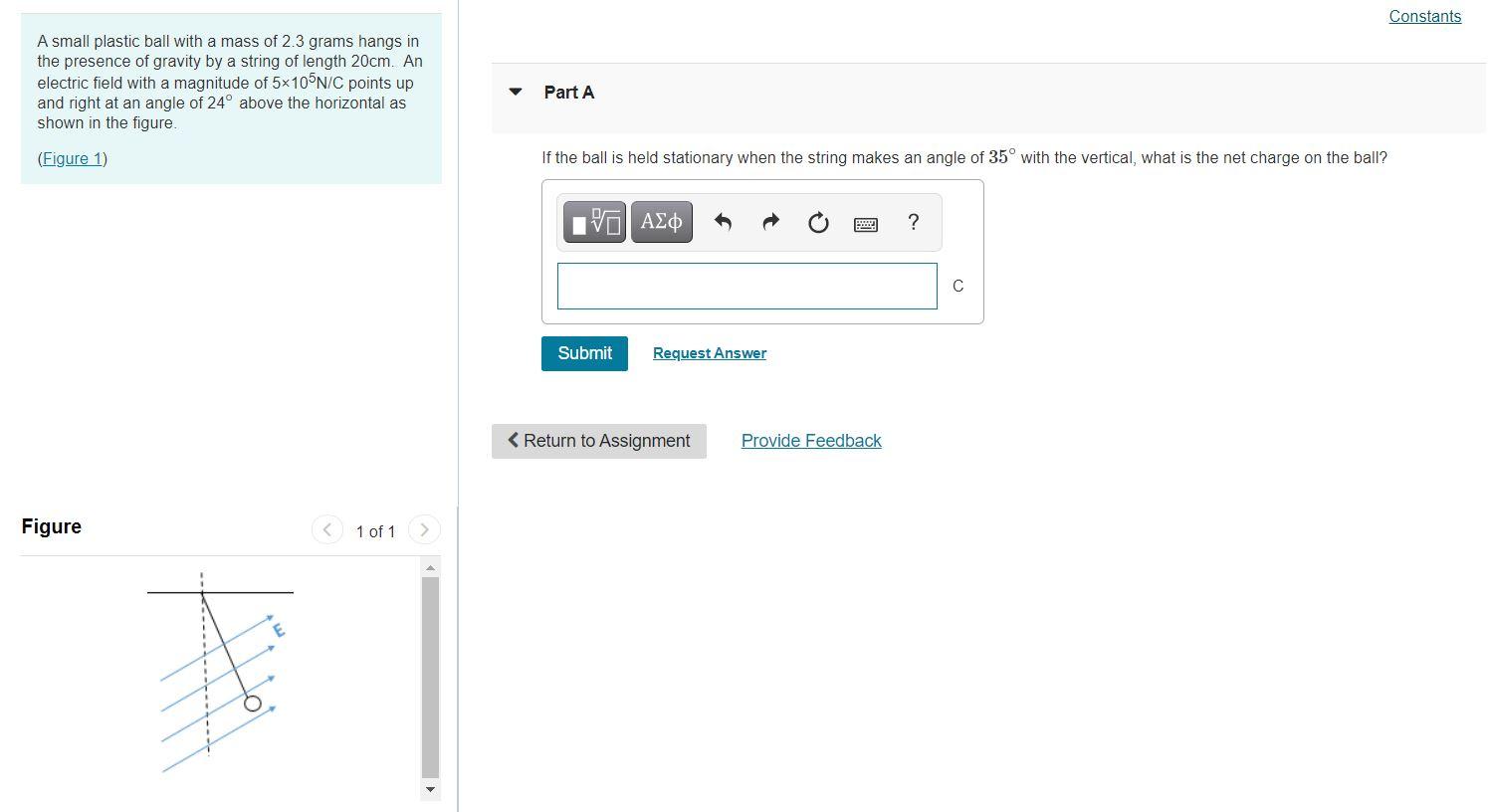 Solved A small plastic ball with a mass of 2.3﻿ grams hangs