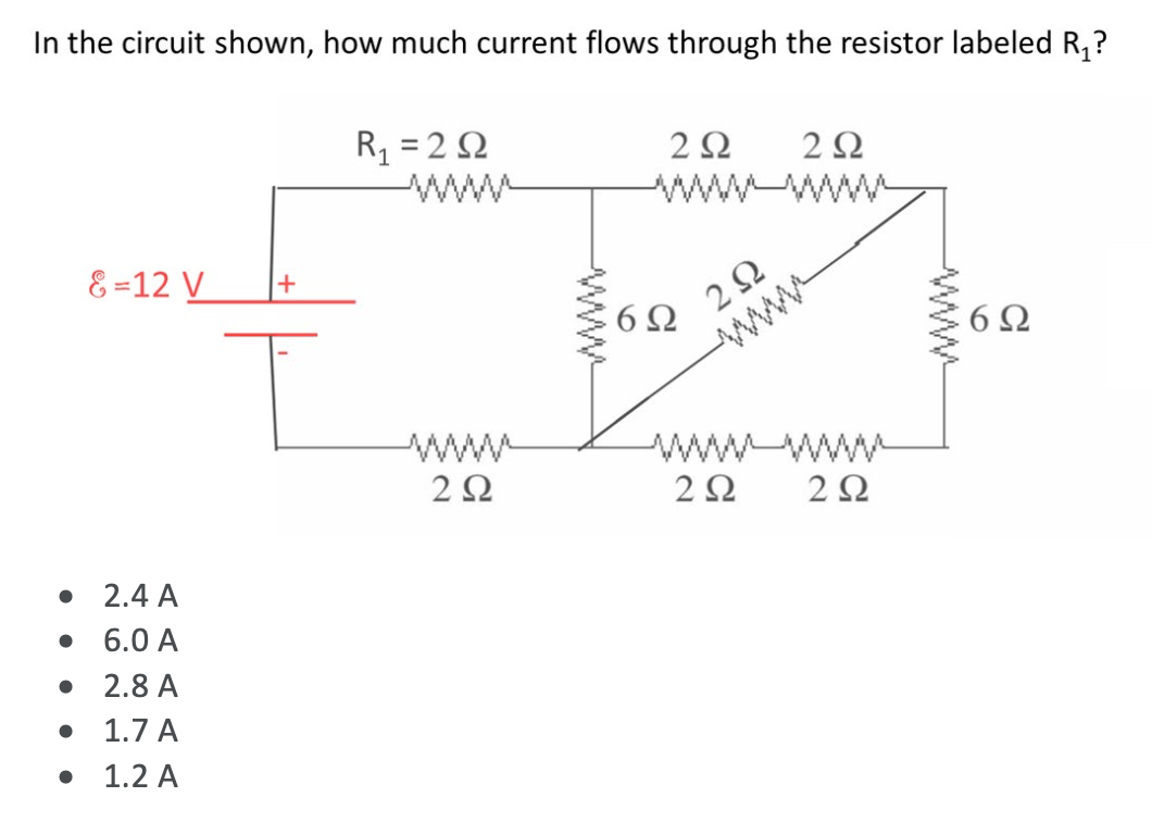 Solved In the circuit shown, how much current flows through | Chegg.com