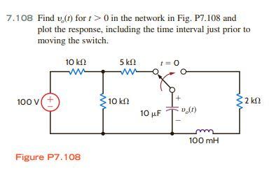 Solved 7.108 Find v. (1) for t> 0 in the network in Fig. | Chegg.com