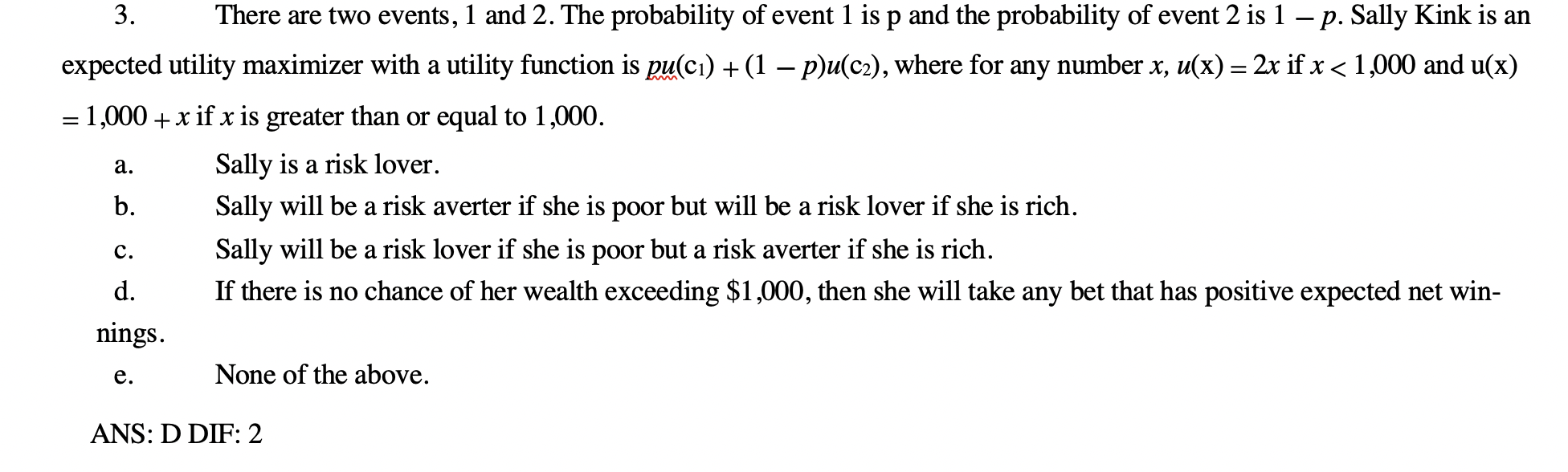 Solved 3. There are two events, 1 and 2. The probability of