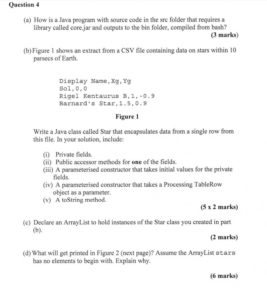 Solved Write A Java Class Called Star That Encapsulates Data Chegg Com