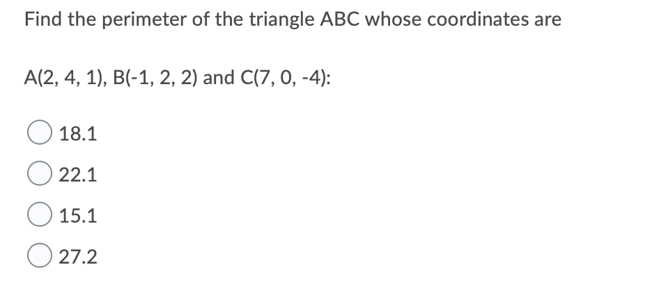 Solved Find the perimeter of the triangle ABC whose | Chegg.com