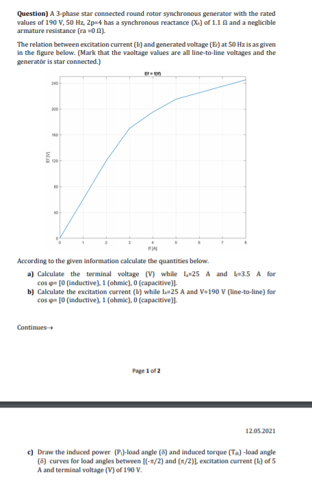 Solved Question) A 3-phase star connected round rotor | Chegg.com
