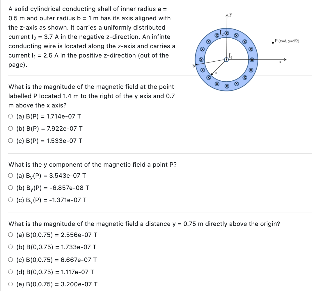 Solved A Solid Cylindrical Conducting Shell Of Inner Radius | Chegg.com