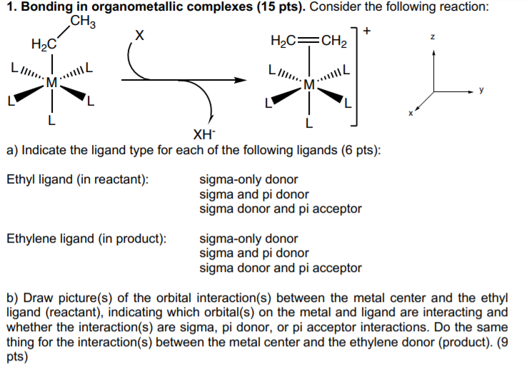 Solved 1. Bonding in organometallic complexes 15 pts . Chegg