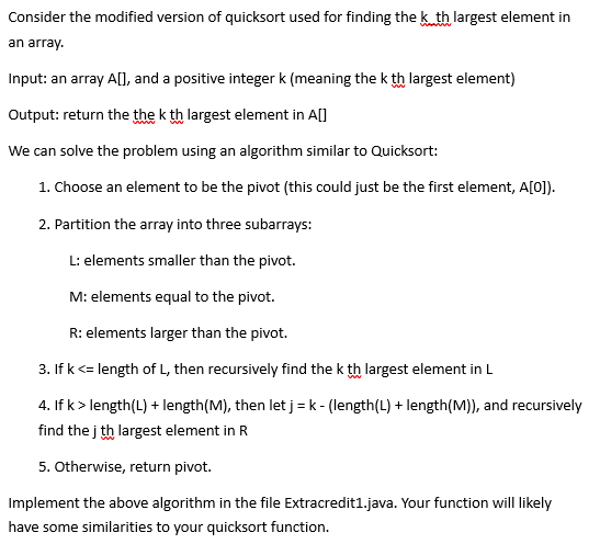 Solved Consider the modified version of quicksort used for | Chegg.com