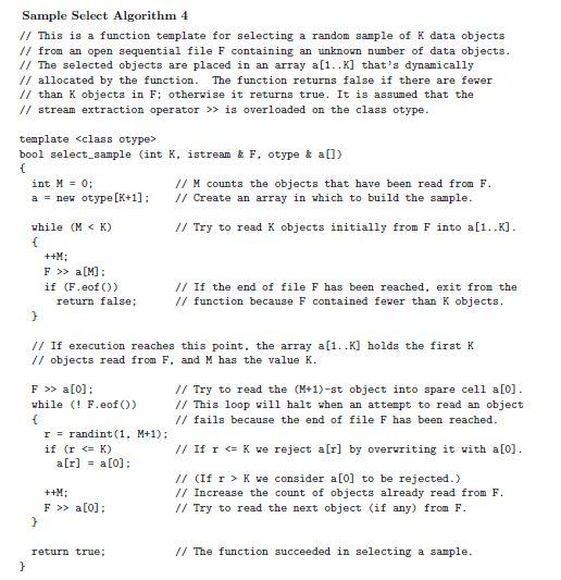 Solved Compare the four sample select algorithms in terms of | Chegg.com