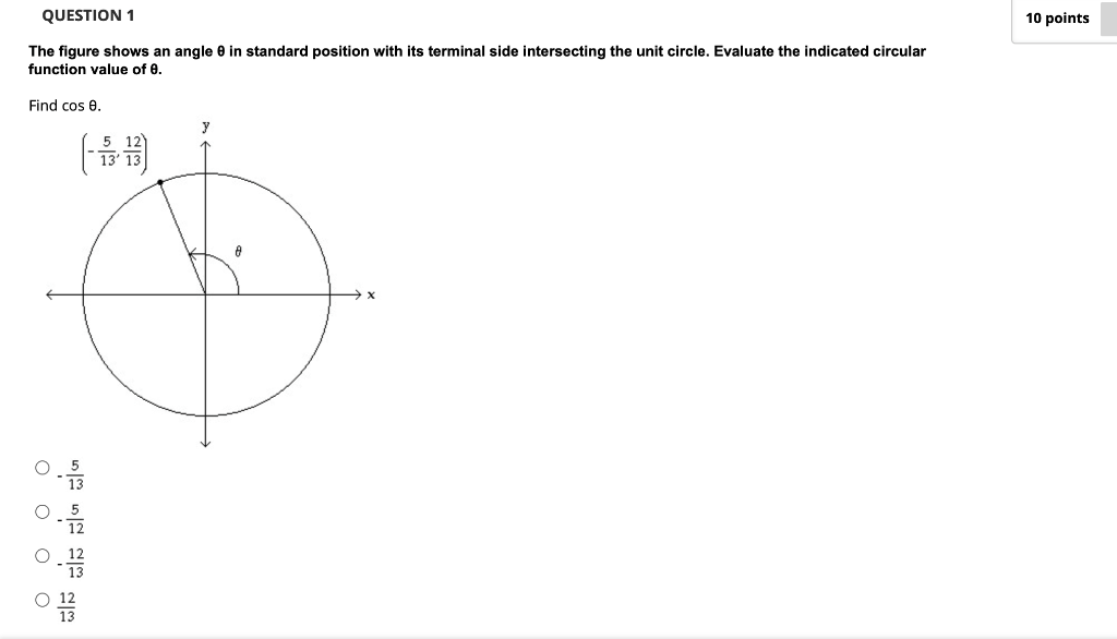 Solved QUESTION 1 The figure shows an angle 0 in standard | Chegg.com