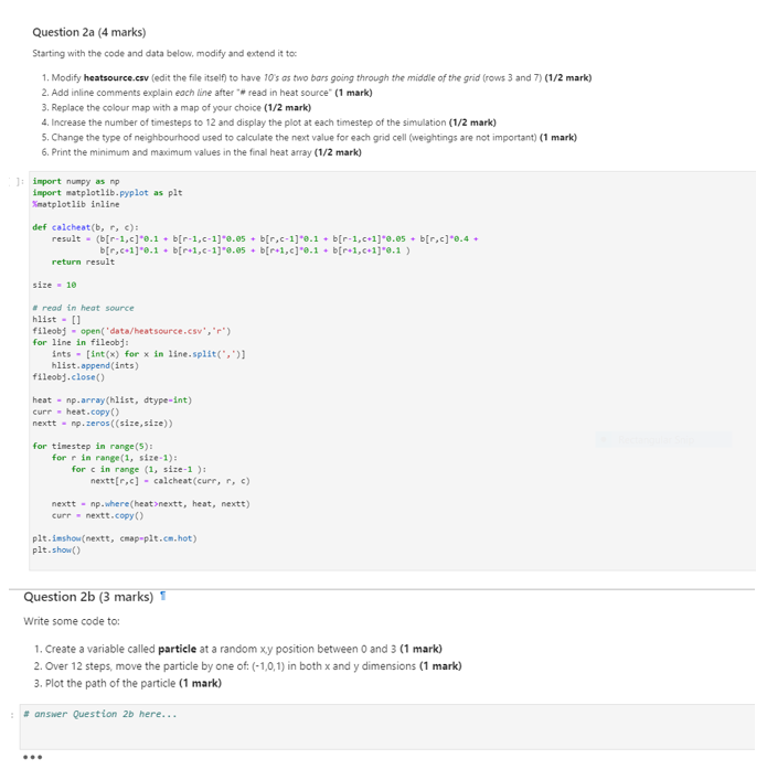 Solved Question 2a (4 marks) Starting with the code and data | Chegg.com
