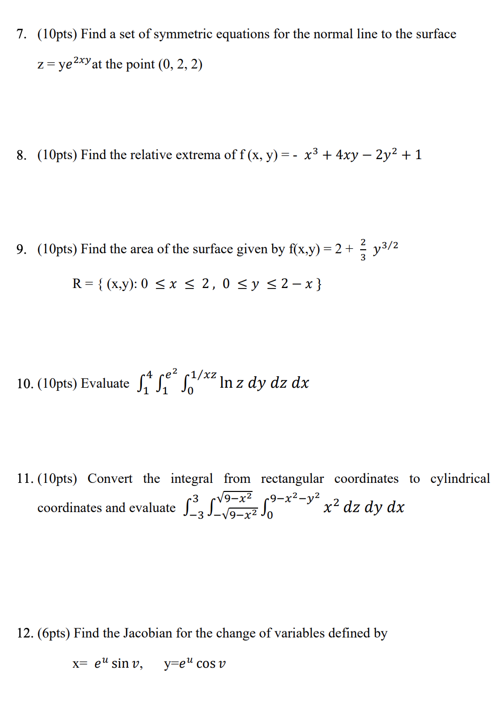 Solved 7. (10pts) Find a set of symmetric equations for the | Chegg.com