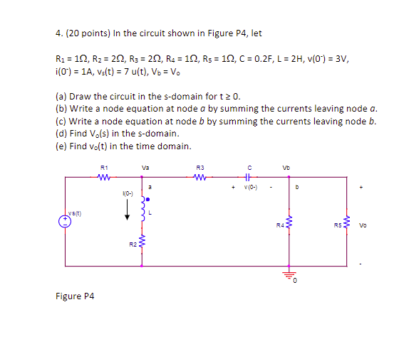 Solved 4. (20 Points) In The Circuit Shown In Figure P4, Let | Chegg.com