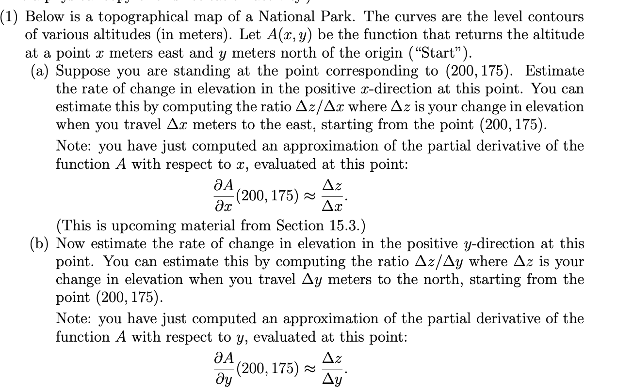 Solved (1) Below is a topographical map of a National Park. | Chegg.com