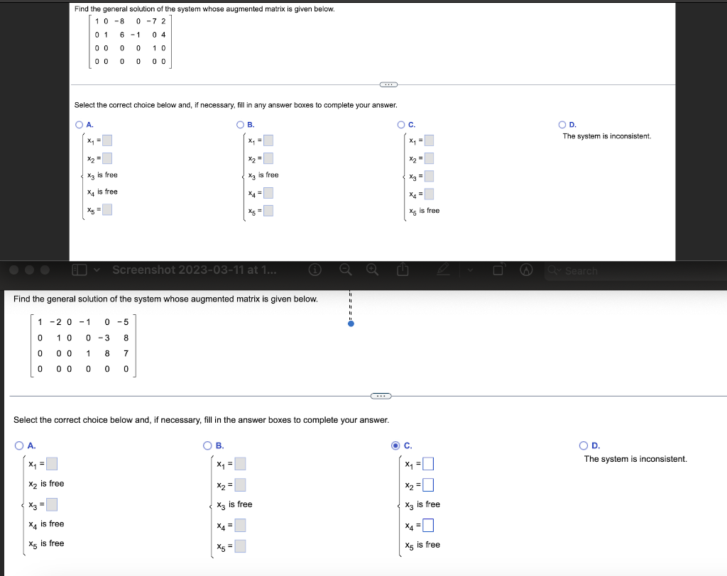 Solved ⎣⎡10000100−86000−100−70102400⎦⎤ Select the correct | Chegg.com