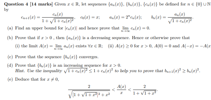 Solved By Question 4 14 Marks Given 1 R Let Sequence Chegg Com