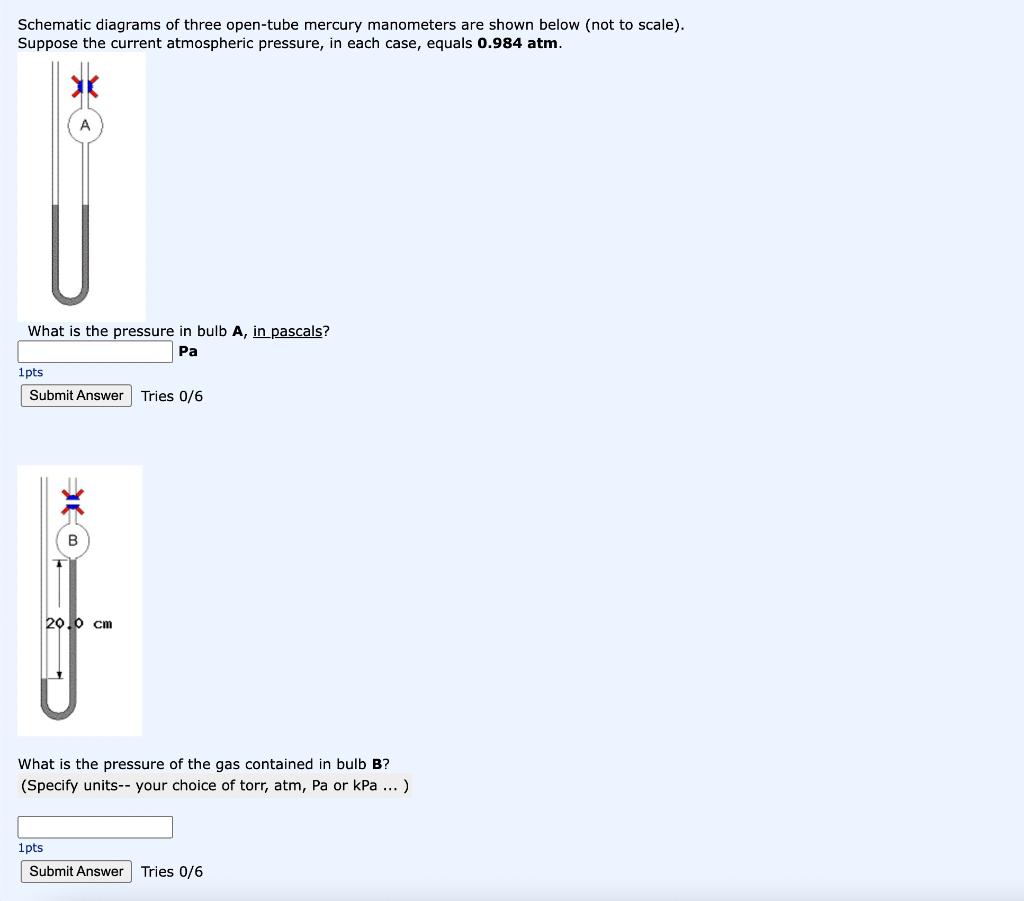 Solved Schematic diagrams of three open-tube mercury | Chegg.com