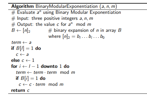 Solved Algorithm BinaryModularExponentiation (a,n,m) \# | Chegg.com