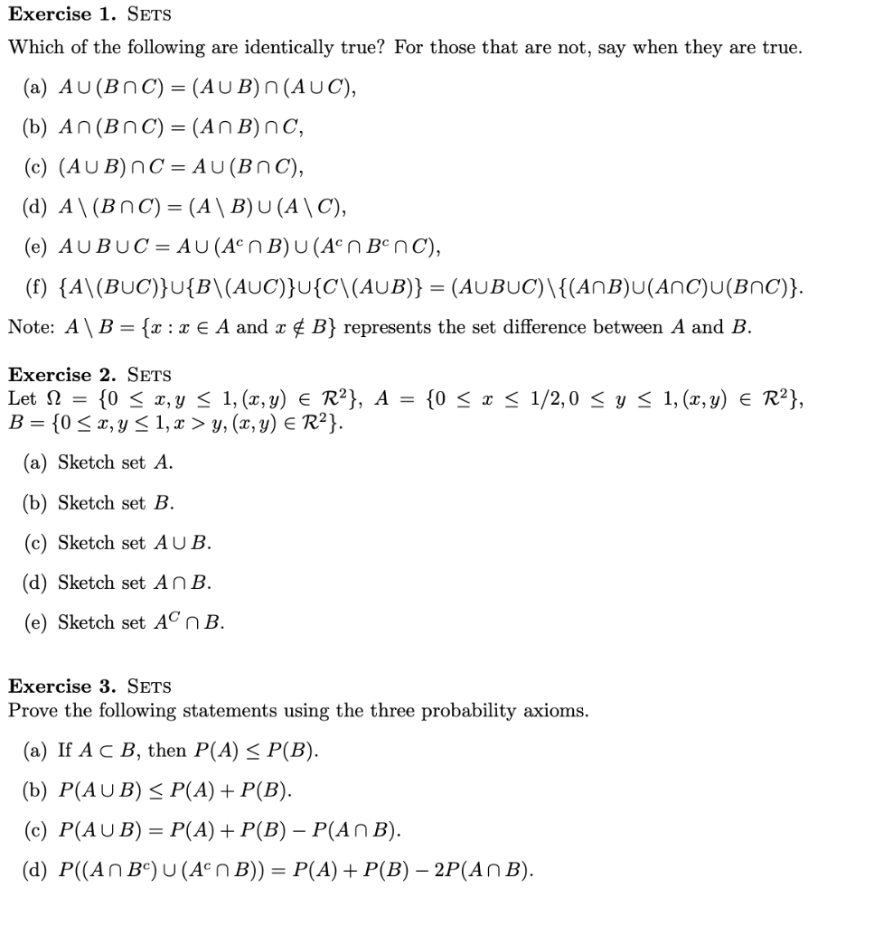Solved Exercise 1 Sets Which Of The Following Are Chegg Com