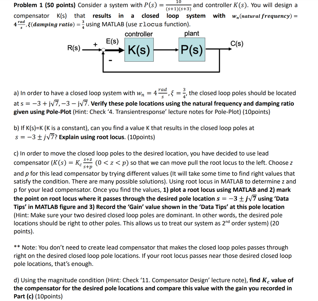 Solved a 10 Problem 1 (50 points) Consider a system with | Chegg.com