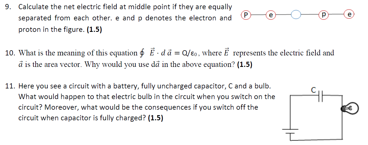 Solved P 9 Calculate The Net Electric Field At Middle Po Chegg Com