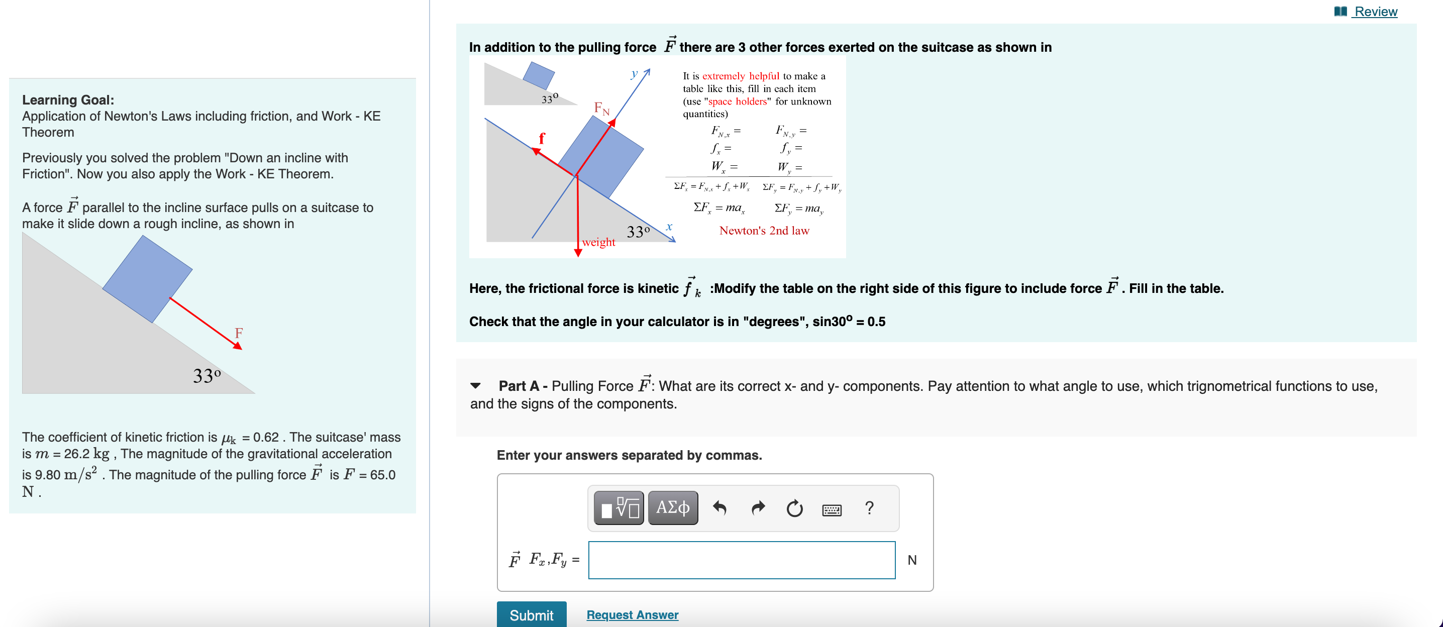 Solved In addition to the pulling force F there are 3 other | Chegg.com