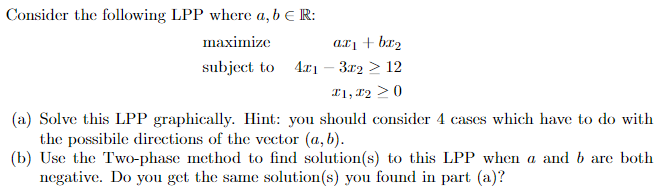 Solved Consider The Following LPP Where A,b∈R : Maximize | Chegg.com