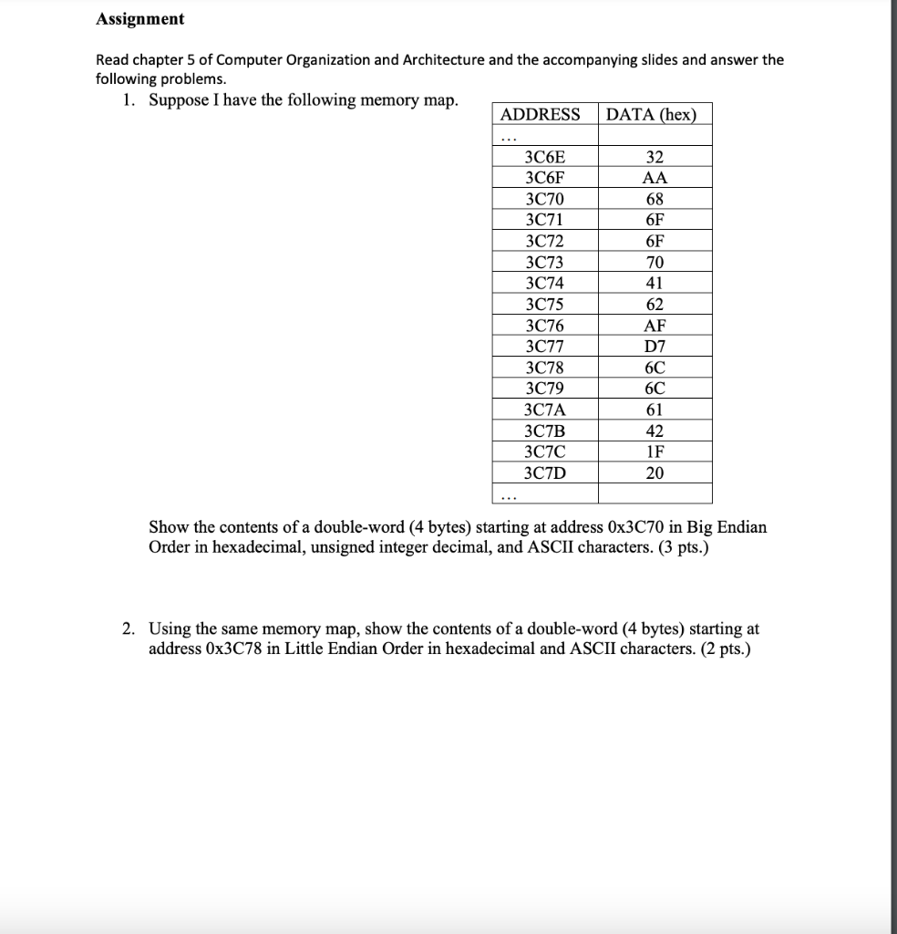 Solved Assignment Read chapter 5 of Computer Organization | Chegg.com