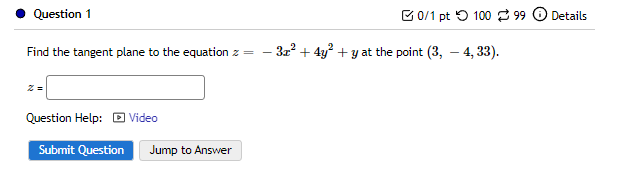 Solved Find The Tangent Plane To The Equation Z−3x24y2y 2998