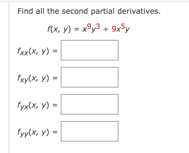 Solved Find All The Second Partial Derivatives