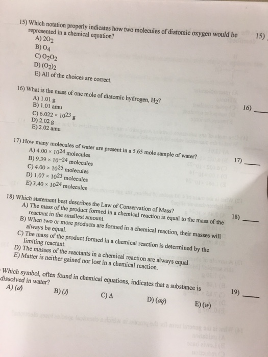 Solved 15) 15) Which notation properly indicates how two | Chegg.com