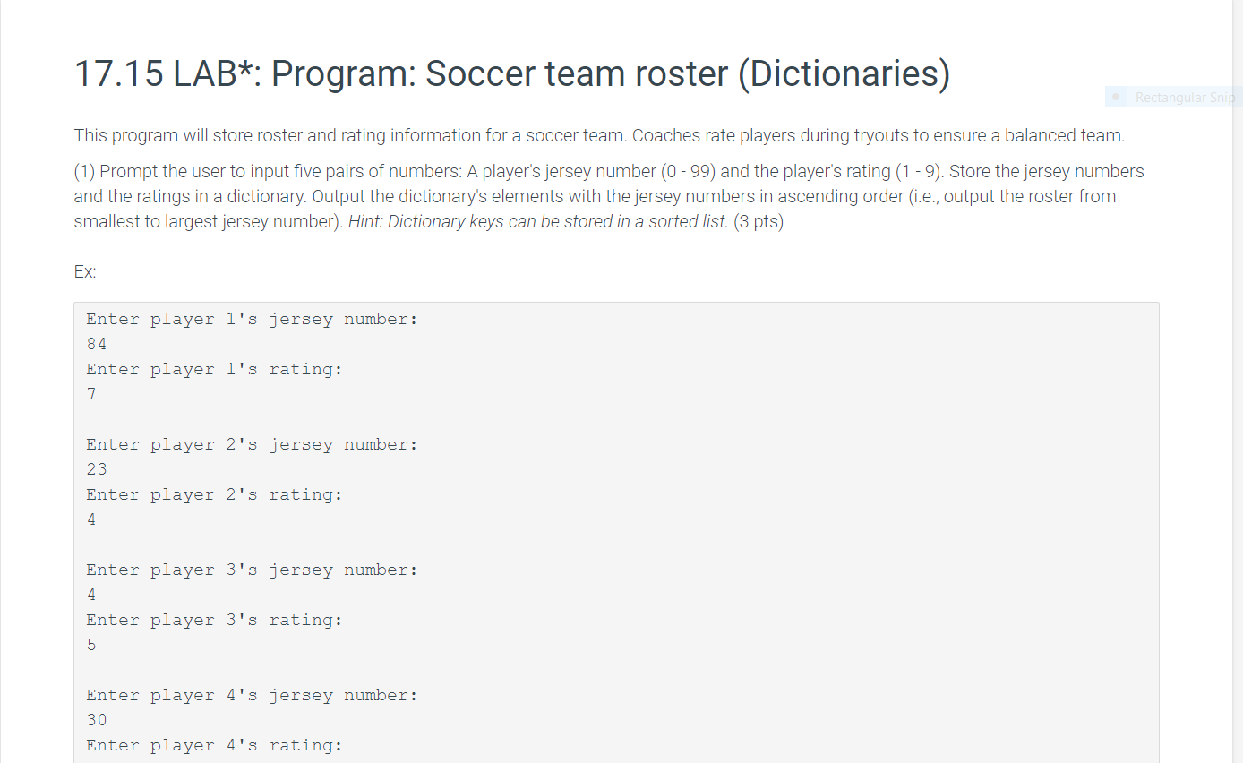 17 15 Lab Program Soccer Team Roster Chegg 