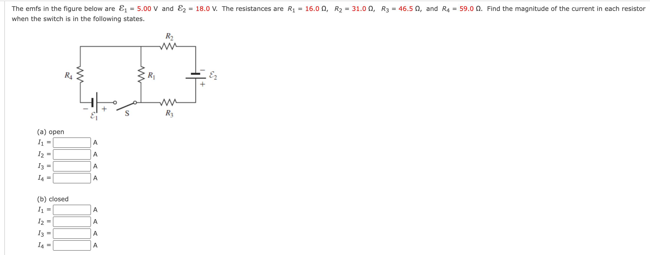 Solved when the switch is in the following states. (a) open | Chegg.com