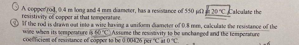 Solved A copper rod, 0.4 m long and 4 mm diameter, has a | Chegg.com