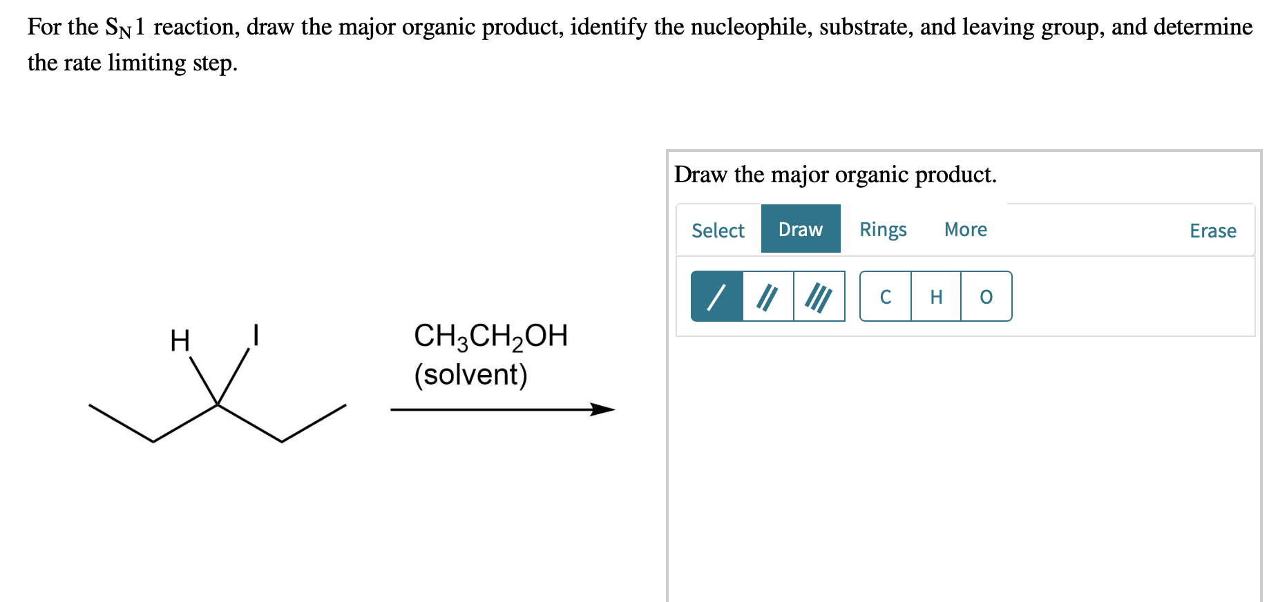 Solved For the Sn1 reaction, draw the major organic product,