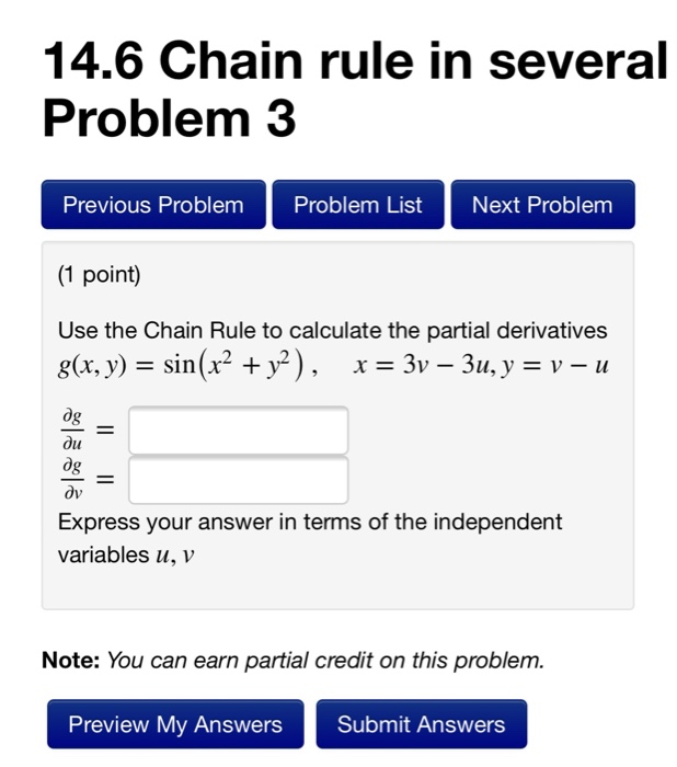 Solved 14.6 Chain rule in several Problem 3 Previous Problem | Chegg.com