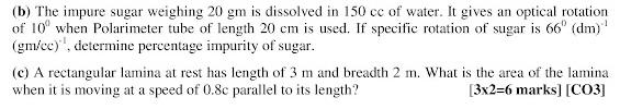 Solved (b) The impure sugar weighing 20 gm is dissolved in | Chegg.com