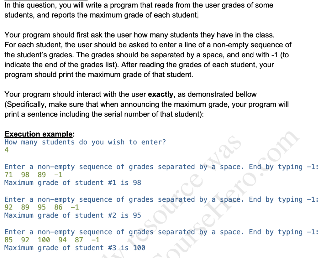 Solved In This Question You Will Write A Program That Reads Chegg Com