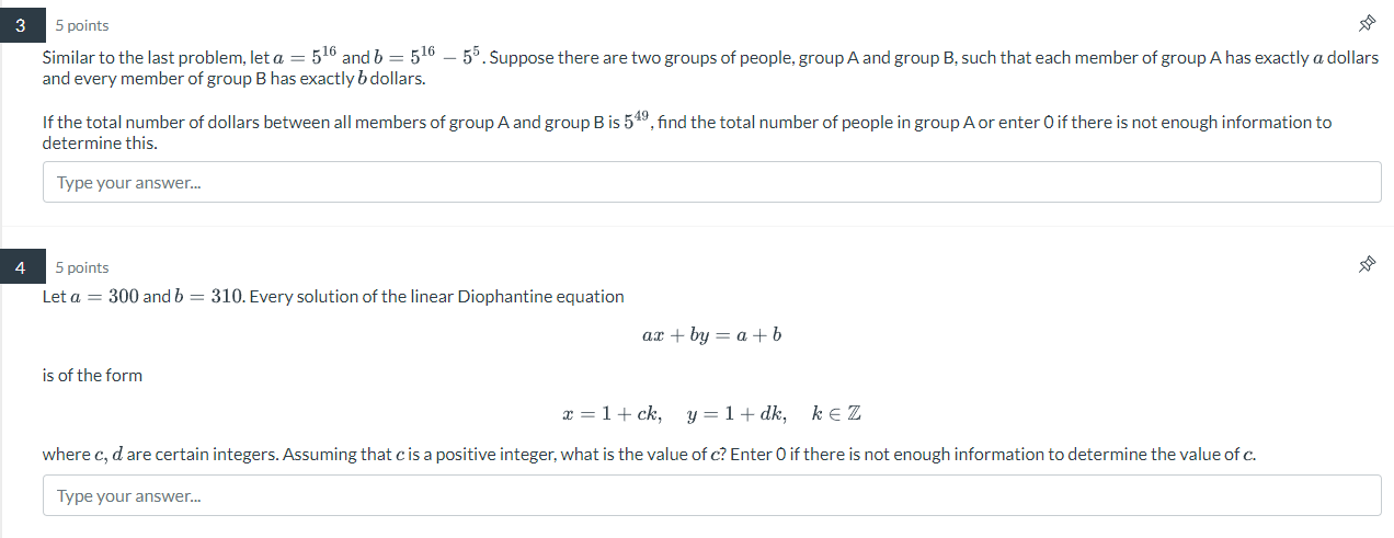 Solved 5 points Similar to the last problem, let a=516 and | Chegg.com ...