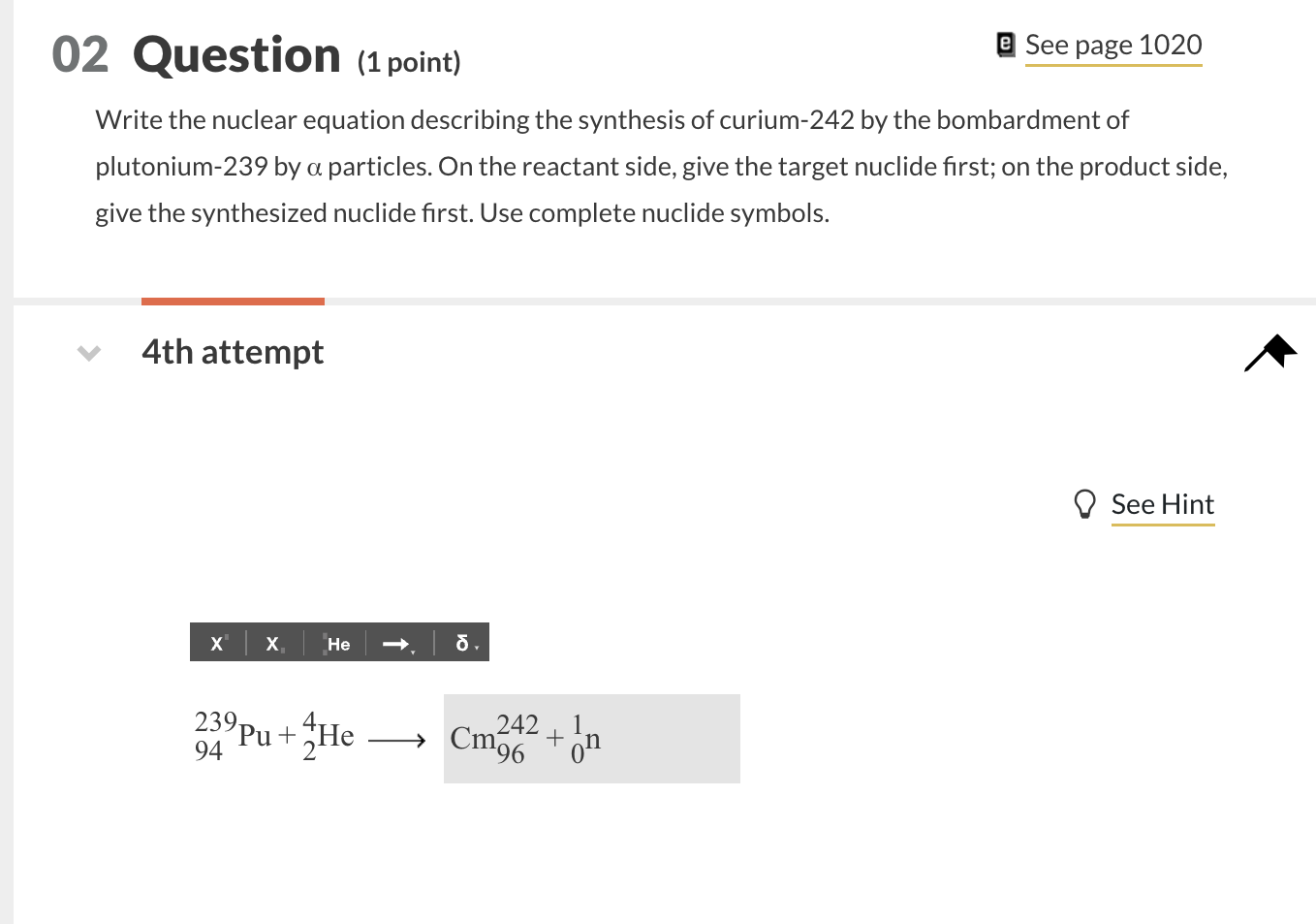 Solved 02 ﻿Question (1point)Write the nuclear equation | Chegg.com