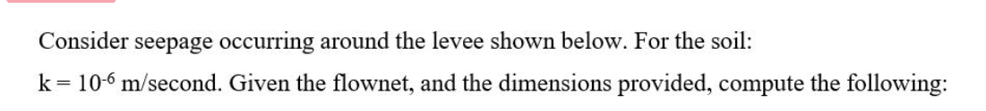 Solved Consider seepage occurring around the levee shown | Chegg.com